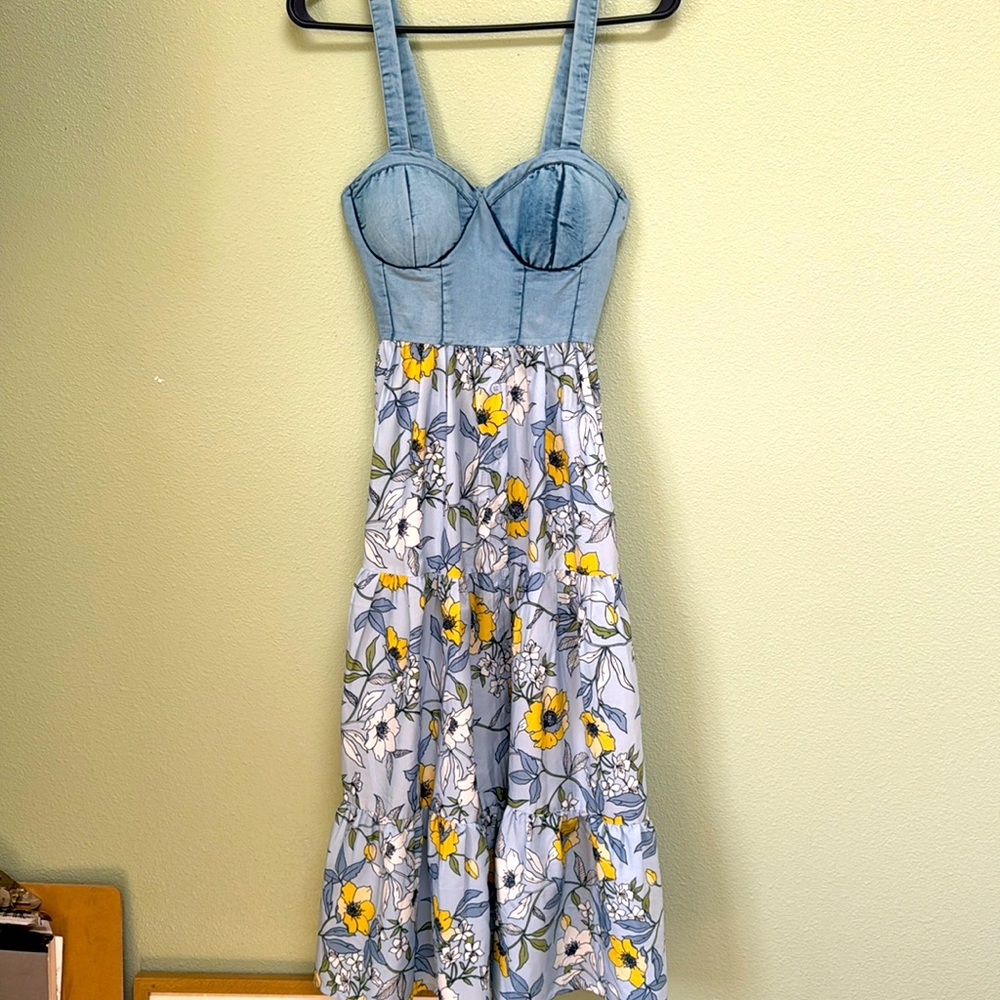 Light Blue tiered floral Summer Dress